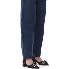 Ganni Buckle Open Cut Pump Denim - Dark Navy