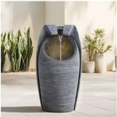 H&O Direct Outdoor Solar-Powered Water Fountain Rockery Decor - Natural - One Size