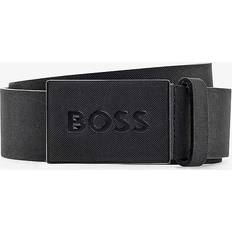 Unisex Belts BOSS Mens Black Business Logo-buckle Leather Belt BLACK