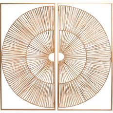 Gold Wall Decor Home ESPRIT Decoration Golden Natural 50 x 2 x 100 cm (2 Pieces) Wall Decor 2pcs
