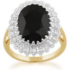 Classic Oval Sapphire Diamond Cluster Ring 9ct Yellow Gold
