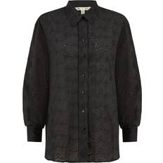 Organic Shirts Yumi Black Organic Cotton Broderie Anglaise Relaxed Shirt