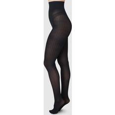 Dame Støttestrømpebukser Swedish Stockings Strømpebukser Natalie Stripe Tights Sort