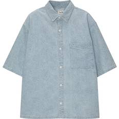 Pull&Bear Dame Skjorter Pull&Bear Blå denimskjorte jacquard