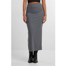 Viscose Jupes Urban Classics Ladies Rib High Slit Skirt Long skirt mottled grey