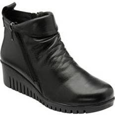 Lotus 'Cordelia' Leather Wedge Ankle Boots Black