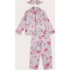 Girls Pyjamases Monsoon Kids' Satin Rose Print Pyjama Set, Pink