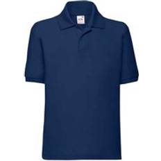 Blue Polo Shirts Fruit of the Loom Plain Pique Polo Shirt Navy 12-13 Years