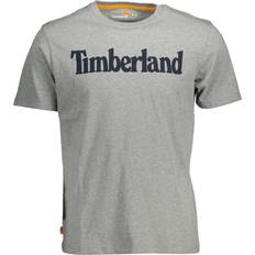 Timberland T-shirts Timberland Mens Northwood Wordmark Logo T-Shirt in Grey Heather Cotton