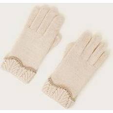 Beige Mittens Children's Clothing Monsoon Kids' Sparkle Trim Gloves, Beige