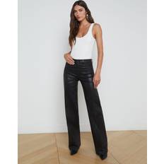 Leather Jeans Clayton High Rise Wide Leg Jeans - Noir Coated