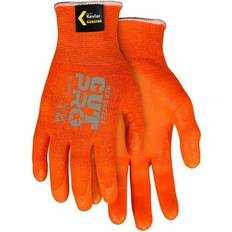 Orange Work Gloves MCR Safety Kevlar Nitrile Palm & Fingers Shell Cut Resistant Work Gloves with Foam Coated Palm & Fingertips, Orange Extra