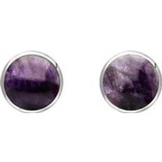 Blue Earrings C W Sellors Sterling Silver Blue John 8mm Classic Round Stud Earrings