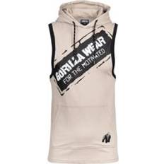 Beige - Herr Linnen Gorilla Wear Loretto Hooded Tank Top Sportswear - Beige