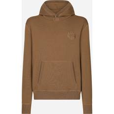 Dolce & Gabbana Brown Jumpers Dolce & Gabbana Wool and silk hoodie with DG patch brown