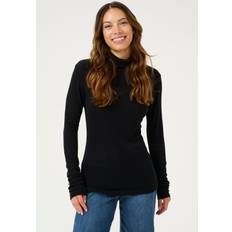 Women - Wool T-shirts Kaffe Ronia Polo Neck Top Black