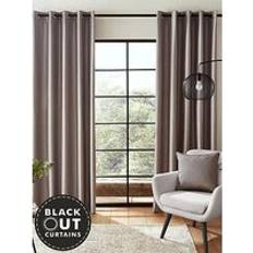 Catherine Lansfield Silk Blackout Thermal Eyelet Curtains Sølvgrå
