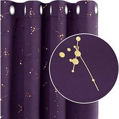 Gold Curtains on sale Deconovo Eyelet Blackout Curtains 66 x 54 Inch Dark Purple