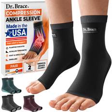 Health Dr. Brace Made in USA Elite Ankle Compression Sleeve- 20-30 mmHg Plantar Fasciitis Socks and Achilles Tendonitis & Swelling Relief, Foot with Arch Support, Ankle Support for Women & Men (Pair) (Large, Mercury)