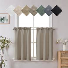Chyhomenyc 2 Panels Stone Beige Kitchen Curtains 24 Inch Length Tier