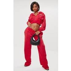 PrettyLittleThing Shape Washed Red Wide Leg Joggers, Washed Red