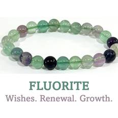 Wise Handmade 8mm fluorite beaded crystal bracelet