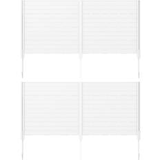 White Screenings Costway Outdoor Privacy Fence Screen with 5 Ground Stakes - White