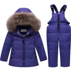 Purple Overalls Children's Clothing JiAmy Kids Winter Puffer Jacket and Snow Pants 2-Piece Snowsuit Ultralight Skisuit Set Purple,90/18-24 Months