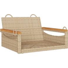 Rattan Havebænke Havemøbler vidaXL Gyngebænk 63 x 62 x 40 cm Polyrattan Beige Havebænk