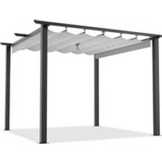 3x3M Outdoor Retractable Pergola with Canopy Patio Metal Shelter - Black/Grey