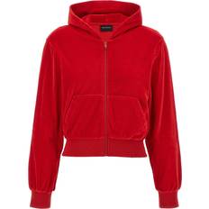 Herren - Samt Oberteile Balenciaga Balenciaga-Rhinestone Logo Hoodie Felpe Rosso-Donna