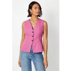 Pink - Women Suits Dorothy Perkins Petite Longline Tailored Sleeveless Blazer Pink