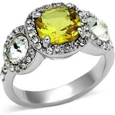 Rhodium Rings Alamode LO2517-5 Women Rhodium Brass Ring with Synthetic in Topaz