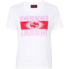 Gucci Red T-shirts Gucci Logo Cotton T-Shirt WHITE