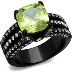 Children Rings TK2491-10 Women IP Black Stainless Steel Ring with AAA Grade CZ in Apple Green