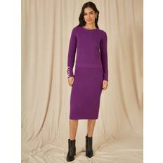 Purple - Women Skirts Yumi Rib Knit Midi Skirt, Purple