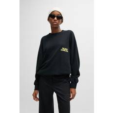 Unisex Sweatere HUGO Slub cotton-terry sweatshirt with cat graphic print