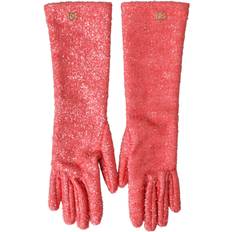 Pink - Woman Gloves & Mittens Dolce & Gabbana Pink Lurex Fantasia Mid Arm Length Gloves No Color