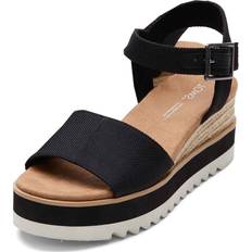 Black - Women Heeled Sandals Toms Diana Textile Platform Rope Wedge Sandals - Women's