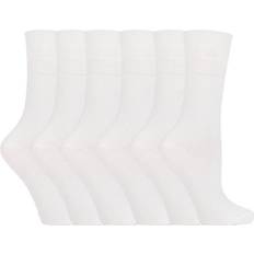 Womens Ladies pack non elastic diabetic socks with hand linked toe seams White Cotton 4-6.5
