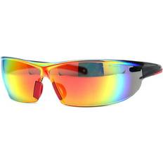 Red Eye Protections SA106 ANSI Z87.1 Warp Around Mens Shatterproof Safety Glasses U6 Red Mirror