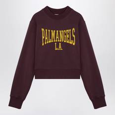 Palm Angels Mujer Suéteres Palm Angels Women's College Fitted Crew Sweat Plum/Yellow