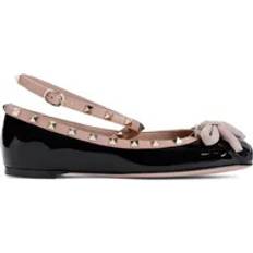 Valentino Garavani Ballerinas Valentino Garavani Back Rockstud Pantent Leather Ballerinas Black