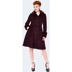 Rouge Manteaux Voodoo vixen faux fur trim flare coat frauen mantel rot frauen rockabilly