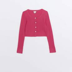 River Island Girls Cardigan Pink Ribbed Button Front Viscose 15-16Y