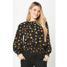 Clothing Dorothy Perkins Ditsy Floral Shirred Hem Blouse Black