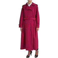 Dolce & Gabbana Pink Outerwear Dolce & Gabbana Mørk Rosa Trench Coat Jakke Pink