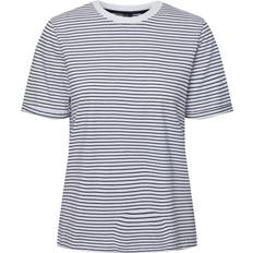 Stripete T-skjorter Pieces Ria Ss Fold Up Tee - White