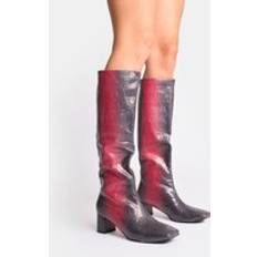 Dam - Röda Höga stövlar Public Desire Tamira Red Ombre Block Heel Knee High Boots red