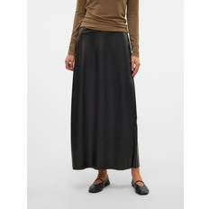 Konstläder Kläder Vero Moda Vmolympia Hög Midja Lång Kjol Black